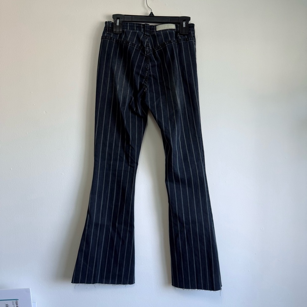 Rock & Roll Cowgirl Striped High Rise Flare Jeans 27x36 Pinstripe Button Fly - Picture 7 of 10